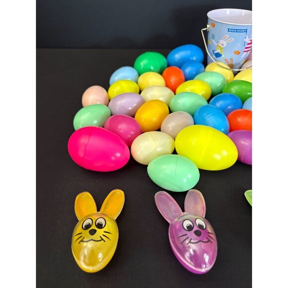 Easter Eggs Egg Hunt Vintage Plastic Bunny Rabbit Bucket Fiesta Bunnies Candy - Picture 2 of 6